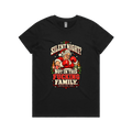 Silent Night — Mrs Claus — Women’s Tee in black, front product flatlay