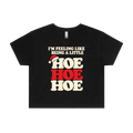 Hoe Hoe Hoe — Women's Crop Tee in black, front product flatlay