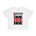 Hoe Hoe Hoe — Women's Crop Tee in white, front product flatlay