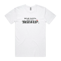 Dear Santa, Define Behaved — Men's Staple Tee in white, front product flatlay