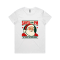 Santa for PM — Women's Maple Tee in white, front product flatlay