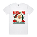 Santa for PM — Men's Staple Tee in white, front product flatlay