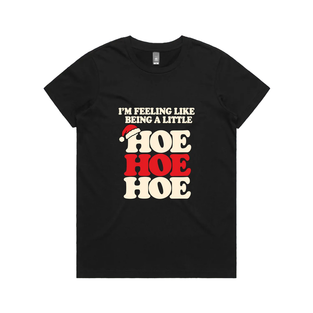 Black Hoe Hoe Hoe women's Maple Christmas tee