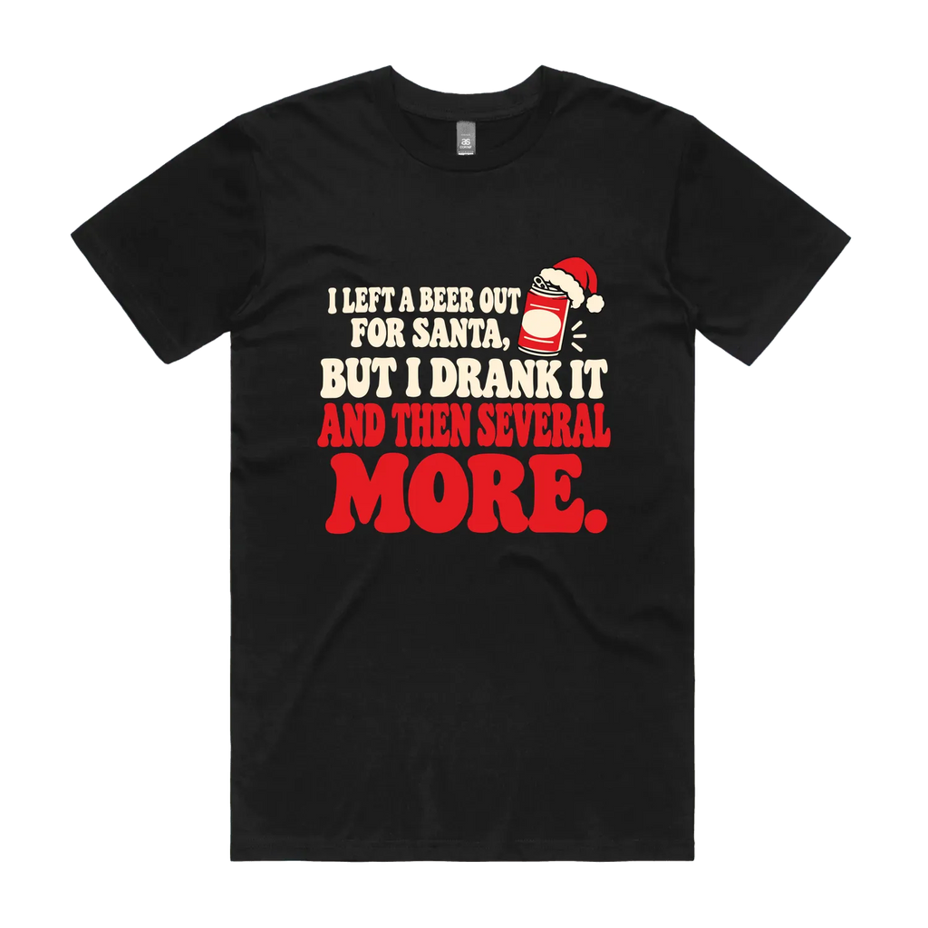 Santa Beer men's black Christmas tee