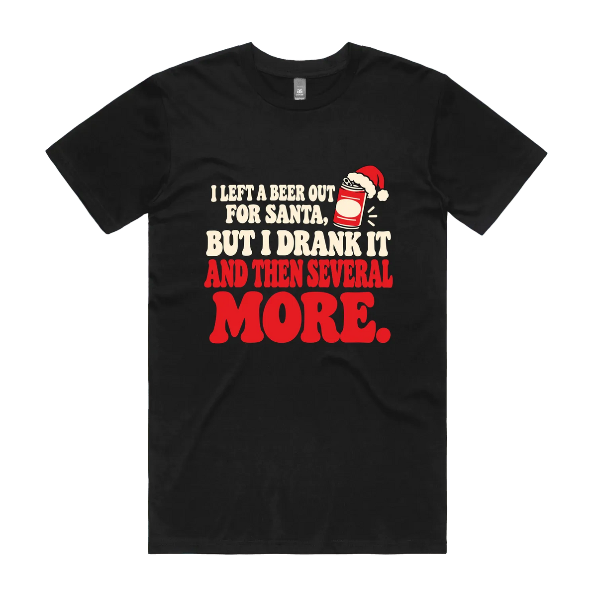Santa Beer men's black Christmas tee
